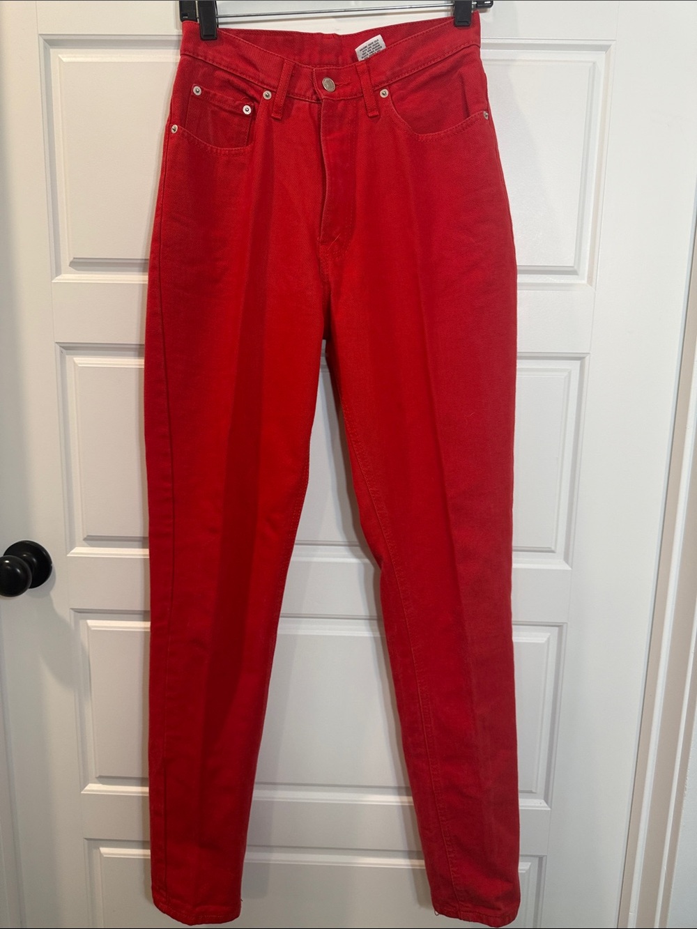 Vintage JORDACHE Rare Red Bare Back Hi Rise Wedgie Western Denim Mom Jeans 9/10 - Picture 3 of 5